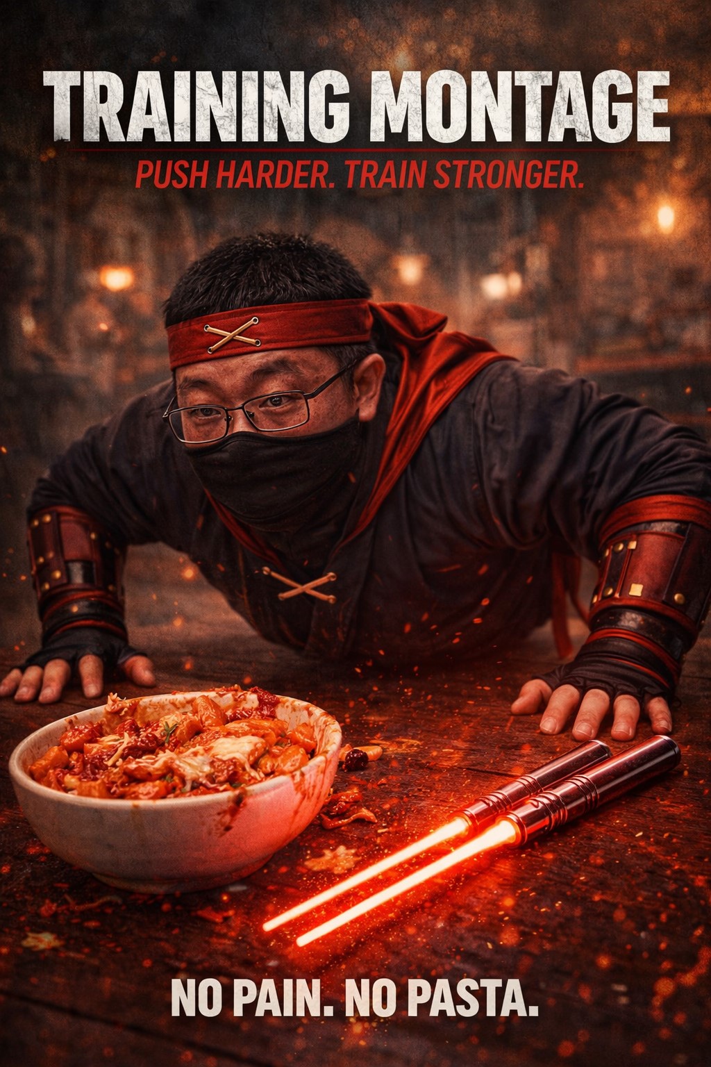 Training montage of Dr. Chopsticks honing his energy chopstick skills